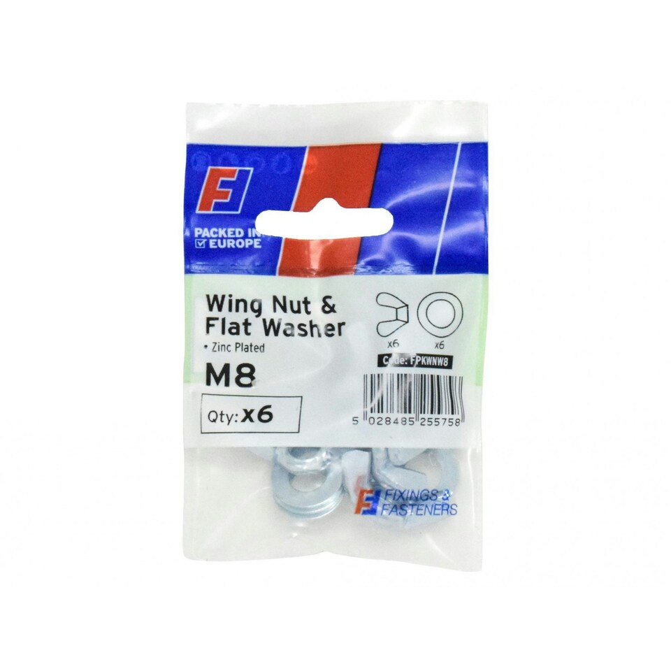Forgefix Nwing Nut & Washer - Multi Colour - M8