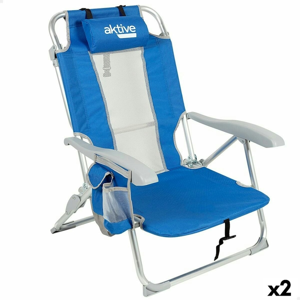 image 1 of Beach Chair Aktive Blue White 49 x 78 x 56 cm (2 Units) N/A