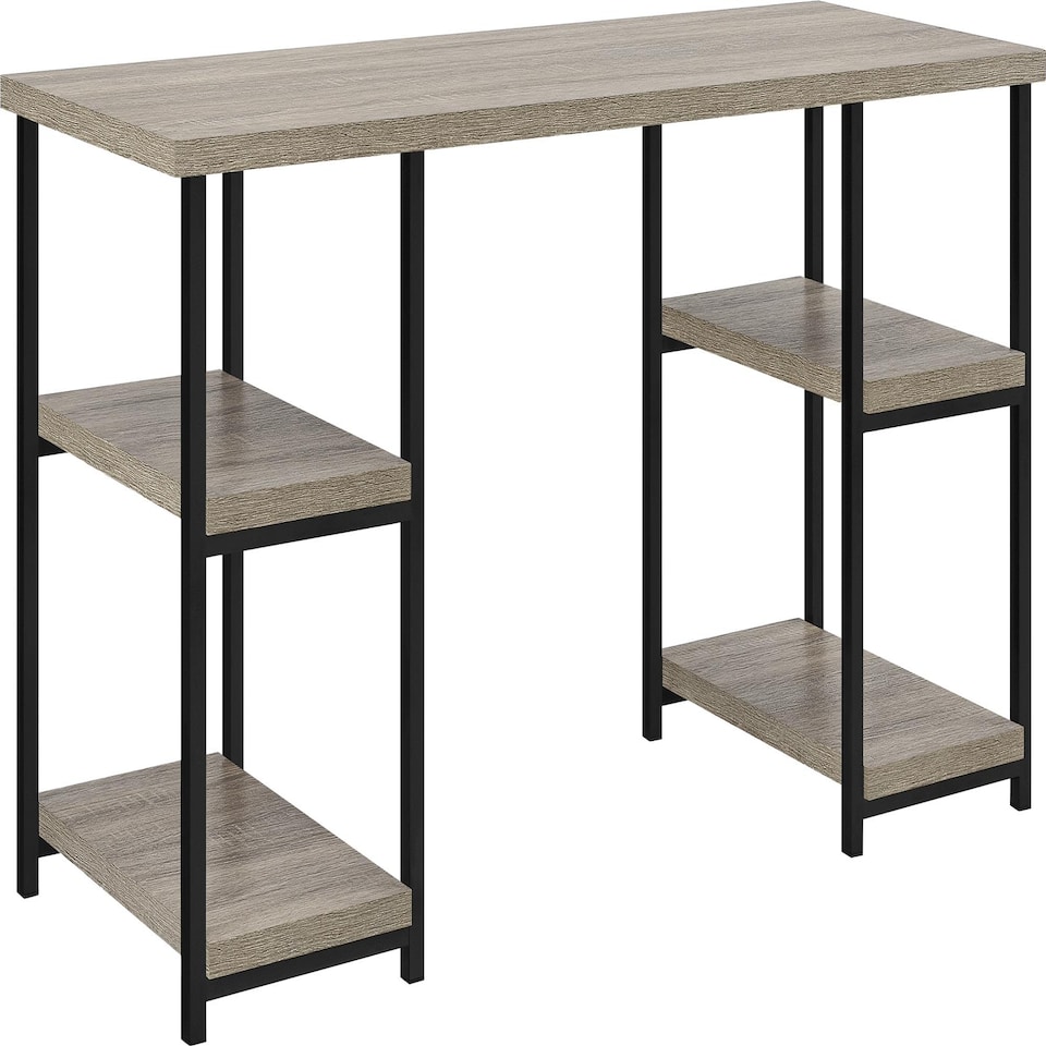 image 1 of Elmwood double pedestal desk in distressed grey oak | Grey | Grey Oak