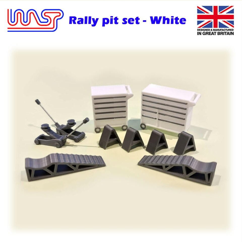 Slot Car Trackside Scenery Rally Service Tool Set White 1:32 Scale WASP