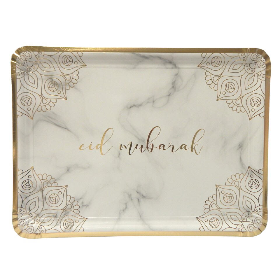 Eid Mubarak Serving Trays (3pk) - Marble & Gold