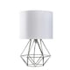 image 4 of ValueLights Modern Silver Metal Basket Cage Bed Side Table Lamp With White Fabric Shade