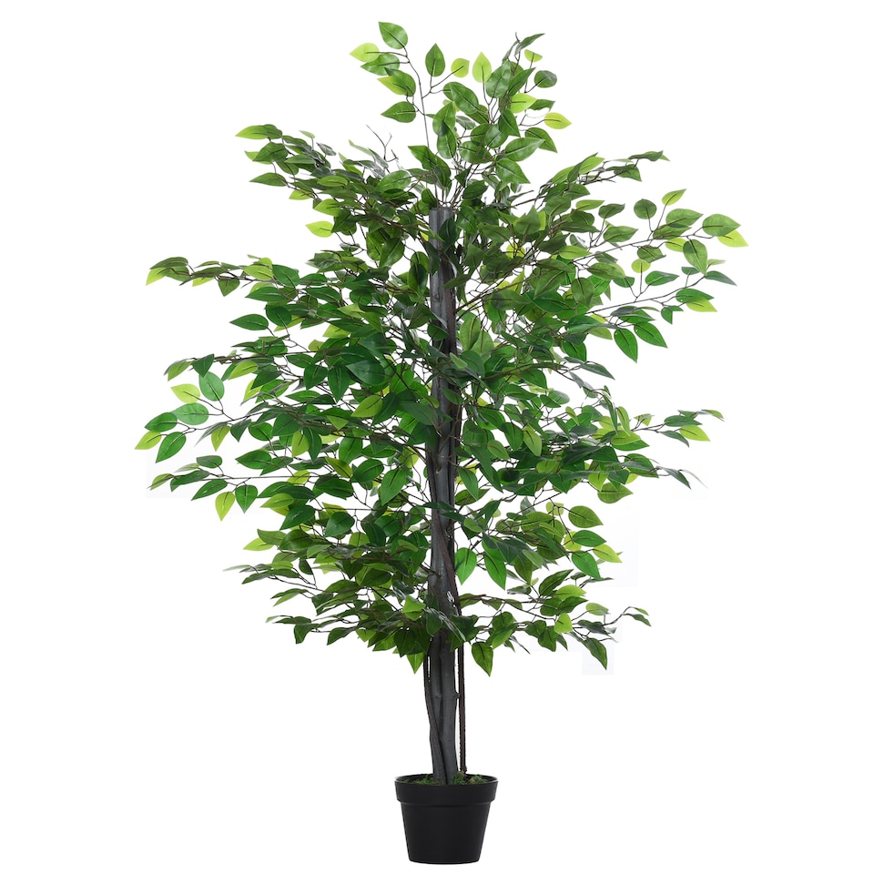 image 1 of Outsunny 145cm Artificial Banyan Plant FauDecorative Tree w Cement Pot Vibrant Greenery Shrubbery Indoor Accessory