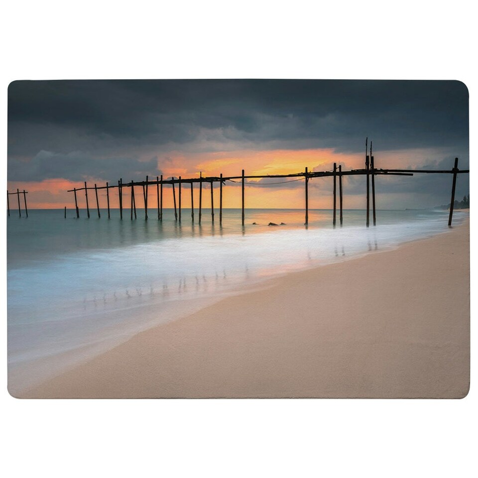 image 1 of Wood bridge sunset at sea thailand (Rug) (Rug) Multi | XL