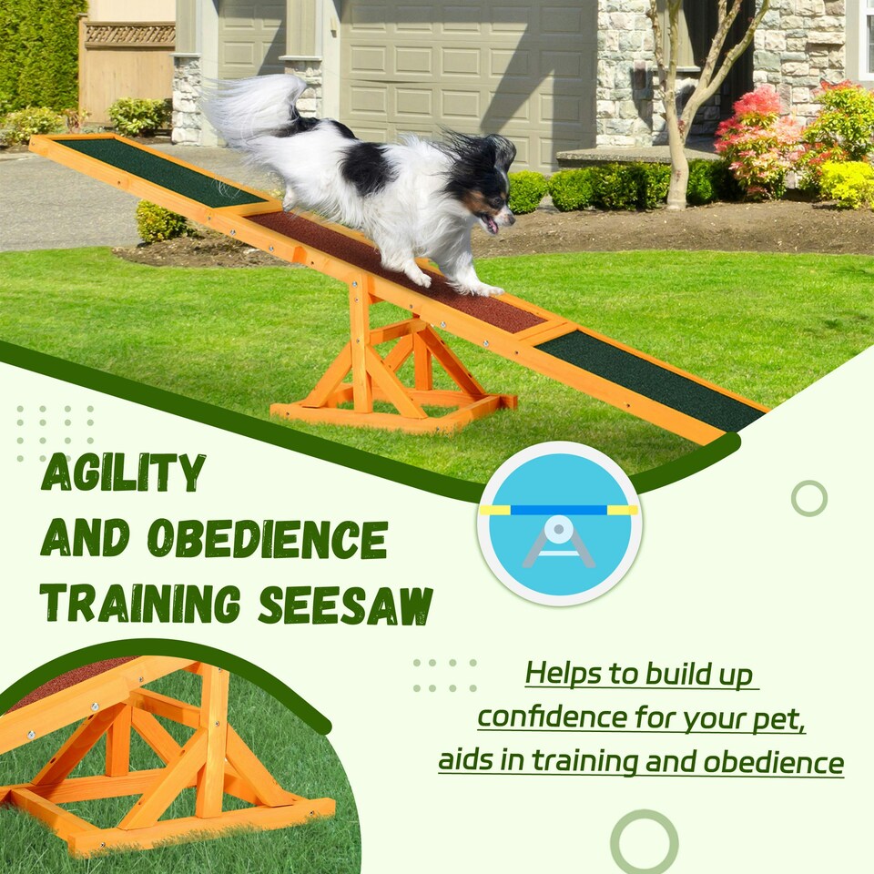 image 1 of PawHut Wooden Pet Seesaw for Big Dogs with Anti-Slip Surface, Natural