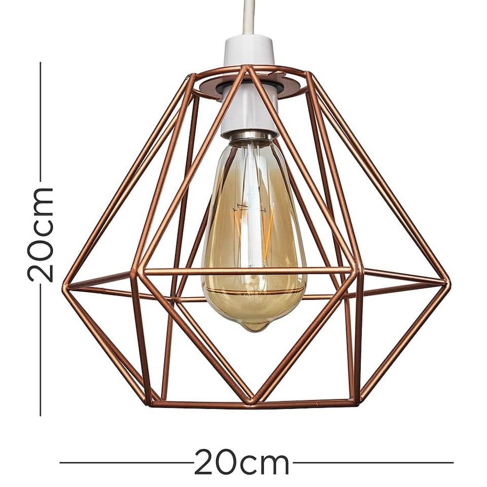 image 1 of ValueLights Pair Copper Metal Cage Ceiling Shades & Bulbs | Copper