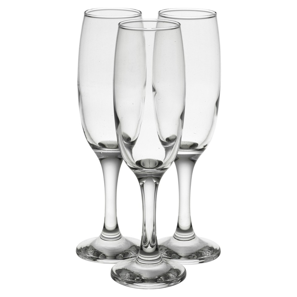 image 1 of Empire Champagne Flute Glasses 220ml Classic Tall Stemmed Barware Set | Clear | Set of 6
