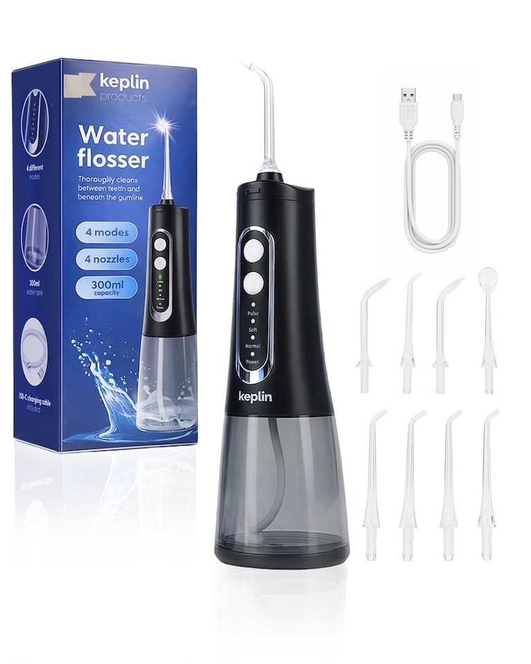 image 1 of Keplin Cordless Rechargeable Water Flosser 300ml Tank 4 Cleaning Modes