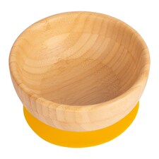 Tiny Dining Bamboo Suction Bowl - Yellow - Non-Slip Bamboo Self-Feeding Baby Weaning Bowl Infant Dining Tableware | Yellow | Yellow