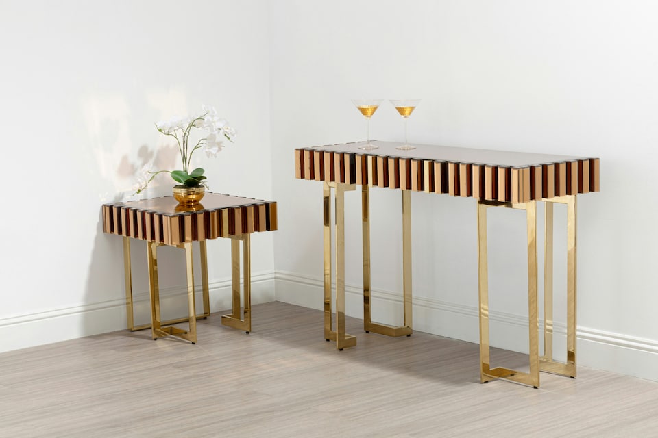 image 1 of Interiors by Premier Modern Design Side Table, Spacious Nesting Table For Patio, Classic Bedside Table, Distinctive Square Table | Gold