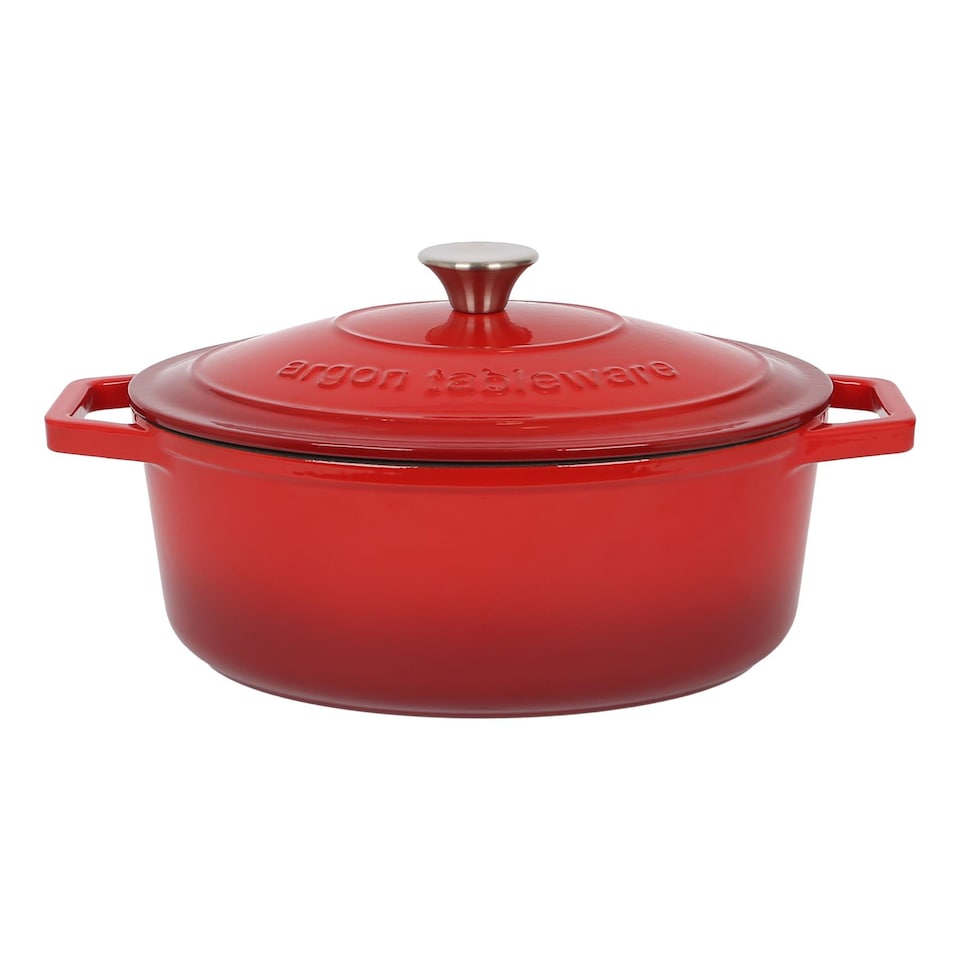 image 1 of Argon Tableware Oval Cast Iron Casserole Dish - 4.68L - Red Ombre | Red | Red Ombre | 1