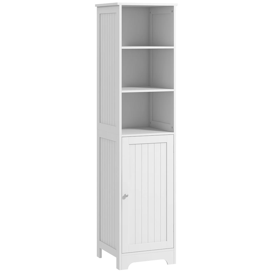 image 1 of HOMCOM Freestanding Bathroom Tall Cabinet with Adjustable Shelf, White