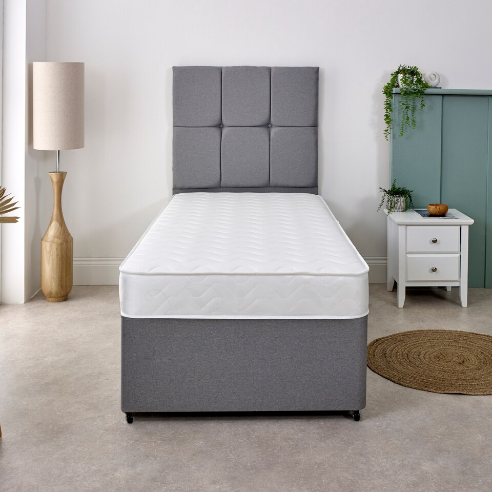 image 1 of Wave Design Sprung Mattress - Soft Feel, Deep Quilted Sleep Surface | White | European Small Single