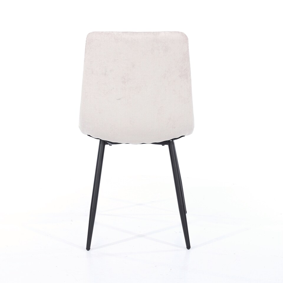 image 1 of Pair of Aspen Cord Fabric Straight Stitch Compact Dining Chairs with Black Tapered Metal Legs | Silver | Natural | 1