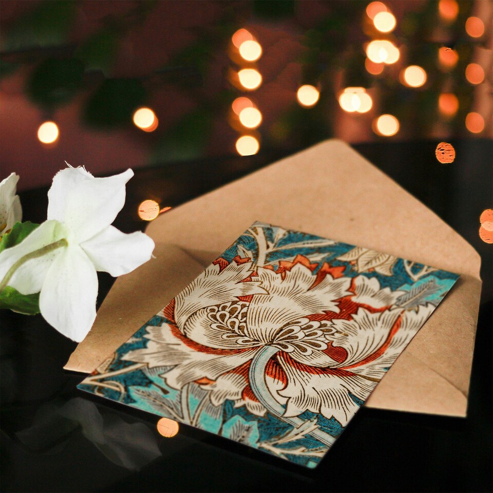 image 1 of William Morris Art Card Honeysuckle Bloom Textile Detail