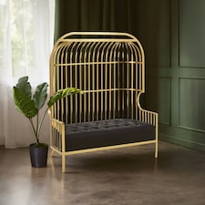 Eliza Two Seat Dome Cage Gold Finish Sofa Gold