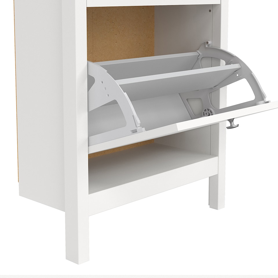 image 1 of Madrid Shoe Cabinet 2 Flip Down Doors White