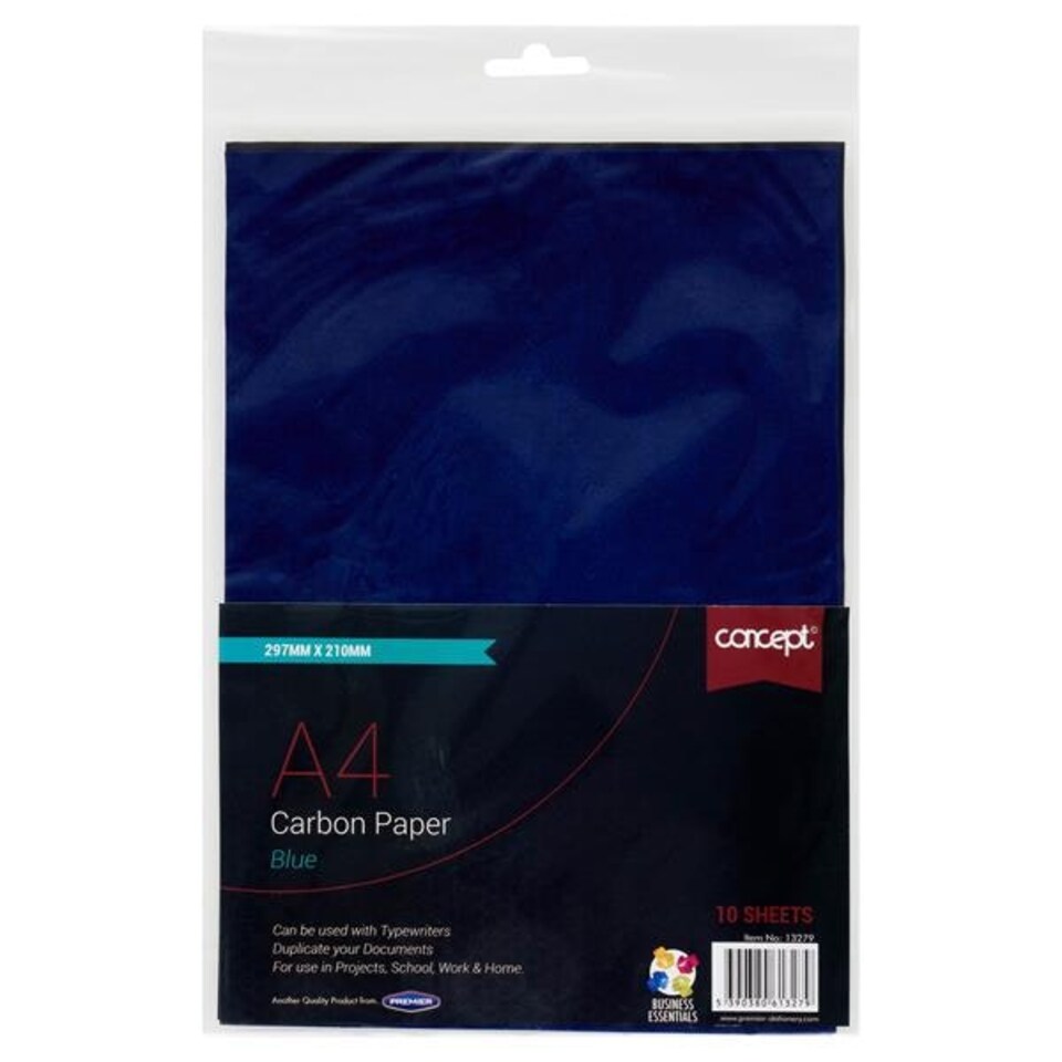 image 1 of Pack of 10 A4 Sheets Blue Carbon Paper by Premier Office