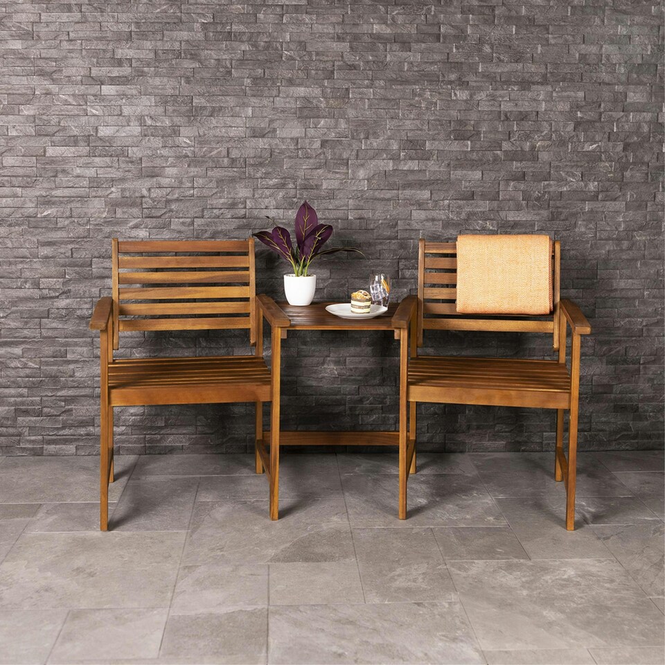 image 1 of Charles Bentley FSC Acacia Wooden Companion Seat with Parasol Hole Shelf