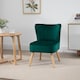 image 2 of HOMCOM Velvet Accent Chair Occasional Tub Seat Padding Curved Back with Wood Frame Legs Home Furniture Green