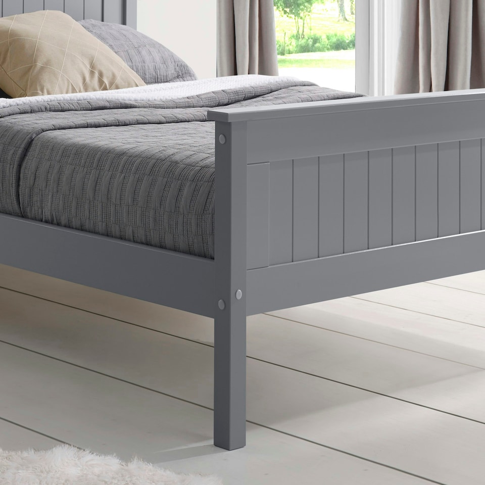 image 1 of 4ft6 Double Grey,wood,wooden high foot end,solid panel bed frame.Shaker style