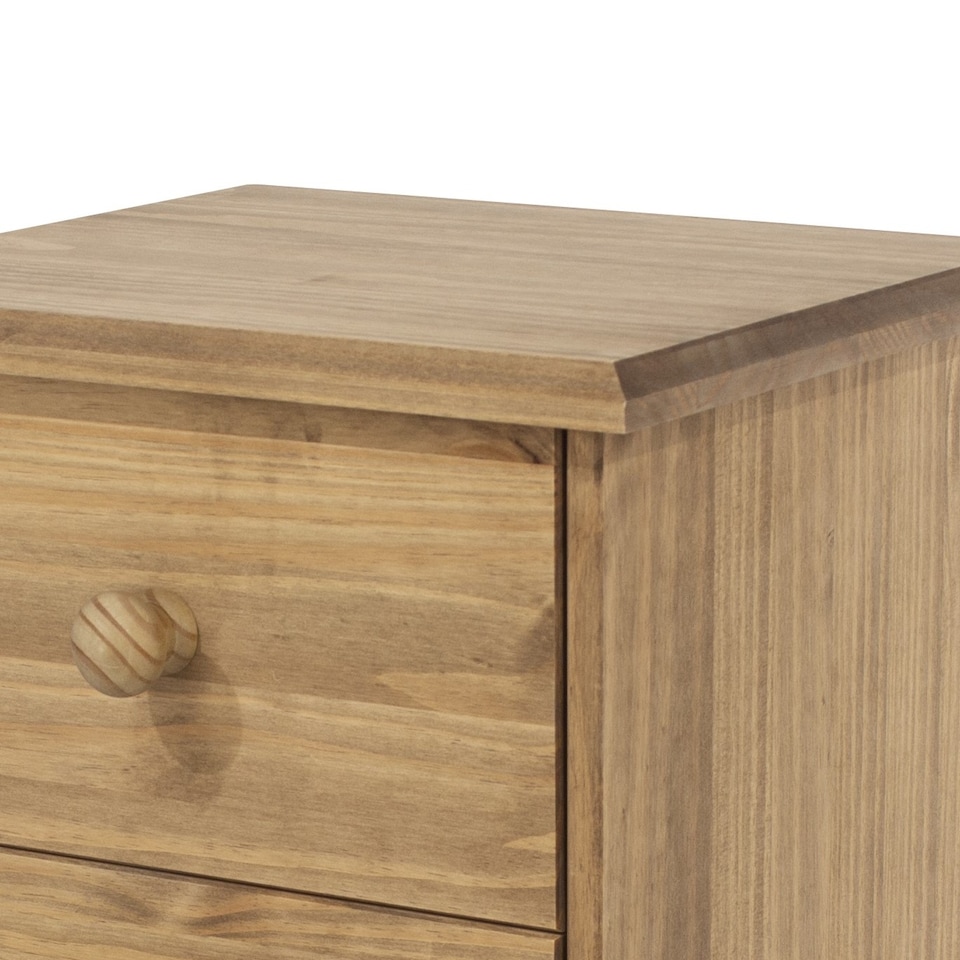 image 1 of Cotswold 2 Drawer Bedside Cabinet - Antique Waxed Pine, Traditional Rustic Country Design | Brown | Antique Waxed Pine | One Size | 1