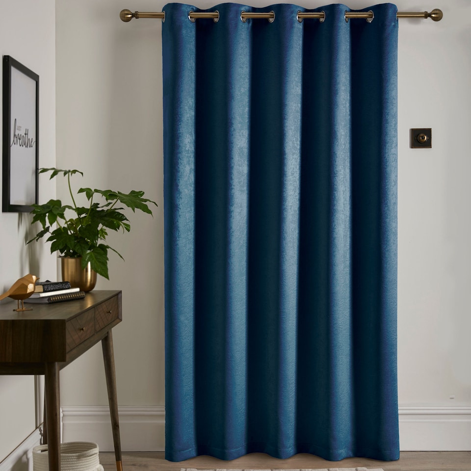 image 1 of Fusion Strata Eyelet Single Panel Door Curtain Teal