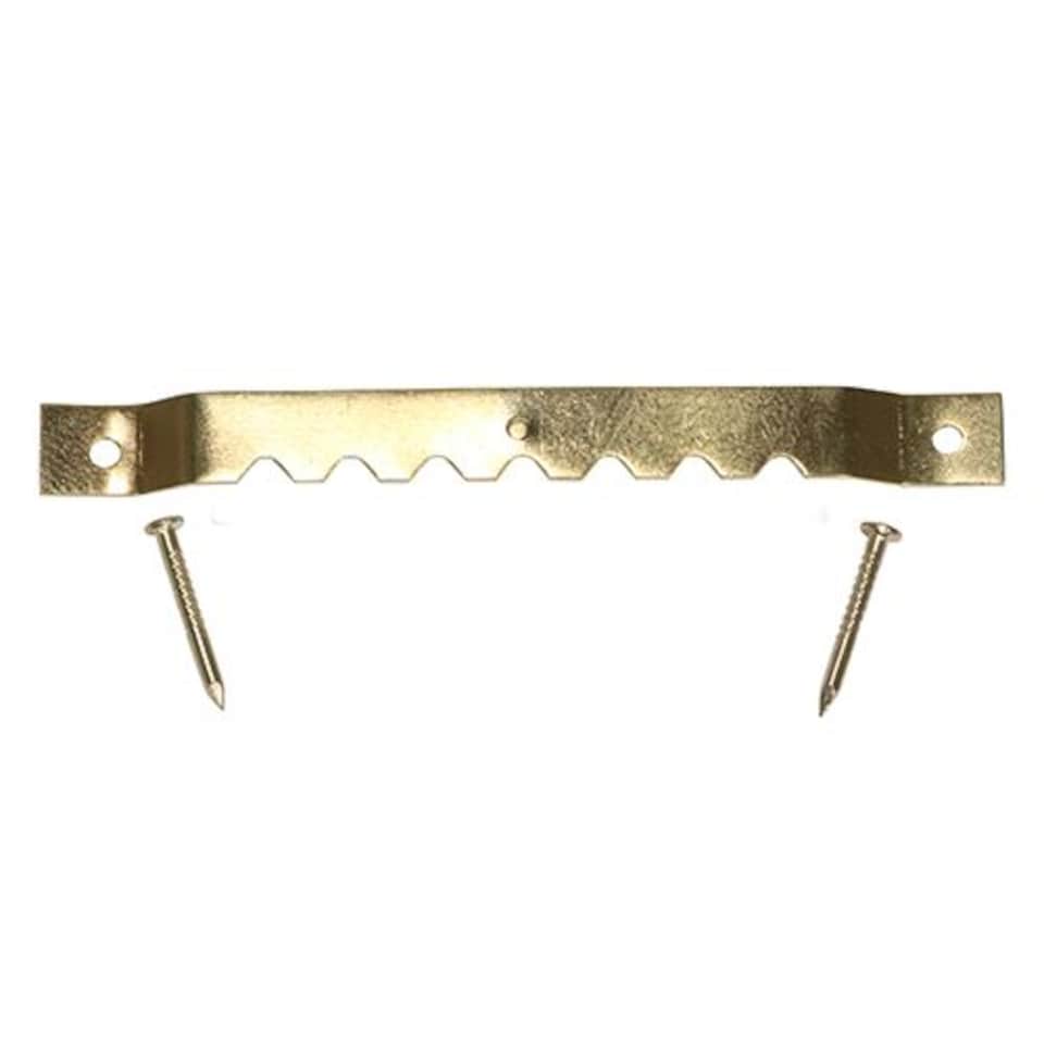 image 1 of Timco - Mixed Sawtooth Hangers and Nails - Electro Brass (Size 41mm & 63mm - 15 Pieces)