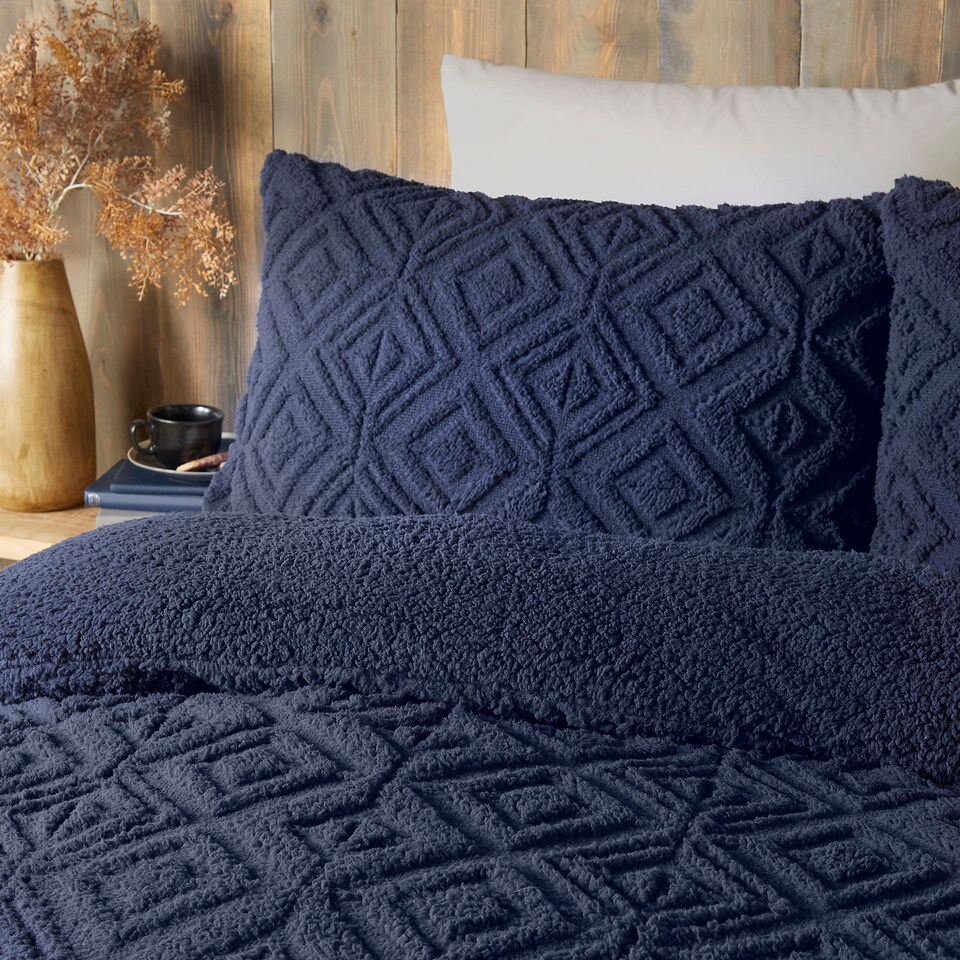 image 1 of Fusion Geo Fleece Duvet Cover Set Navy