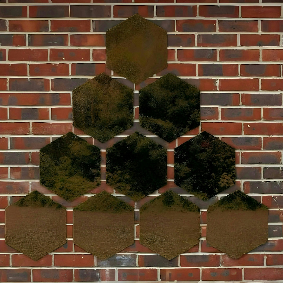 image 1 of Primrose Set of 7 Acrylic Hexagonal Silver Garden Illusion Mirror 180cm x 75cm