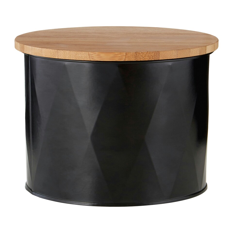image 1 of Interiors by Premier Black Small Storage Canister, Stylish Textured Metal Jar With Lid For Tea, Coffee Or Sugar, Compact