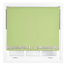 FURNISHED Blackout Roller Blinds with Diamante Trim and Bow Cut to Size | Green | Lime | (W) 180cm x (L) 210cm