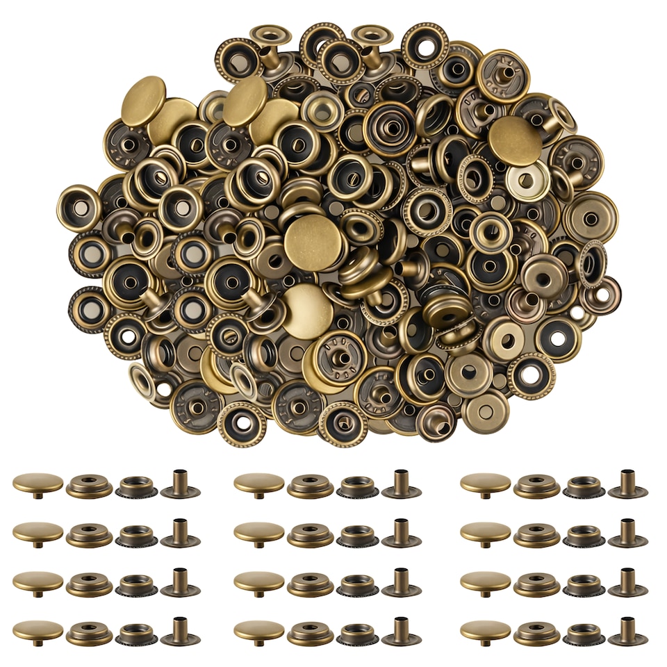 image 1 of 15mm Press Studs 4 Part No Sew Buttons, Durable & Lightweight - 100pcs