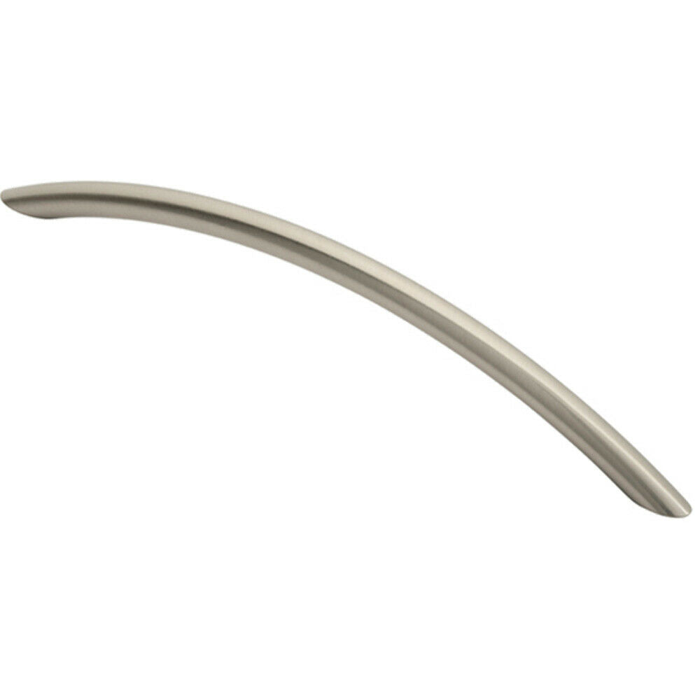 Loops Curved Bow Cabinet Pull Handle 226 x 10mm 192mm Fixing Centers Satin Nickel in Metallics