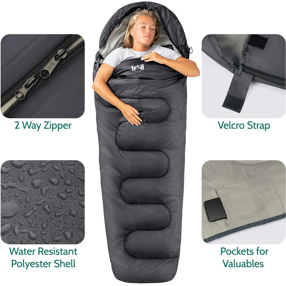 image 1 of Mummy Sleeping Bag - Charcoal