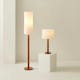 image 6 of ValueLights Wyatt Natural Linen Tall Lamp Shade Walnut Wood Bobbin Floor Lamp | Cream