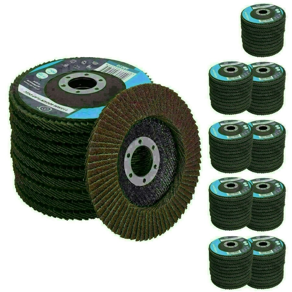 image 1 of 10 x Flap Discs 40 Grit Angle Grinder 4.5" (115mm) Flat Sanding Grinding TE230