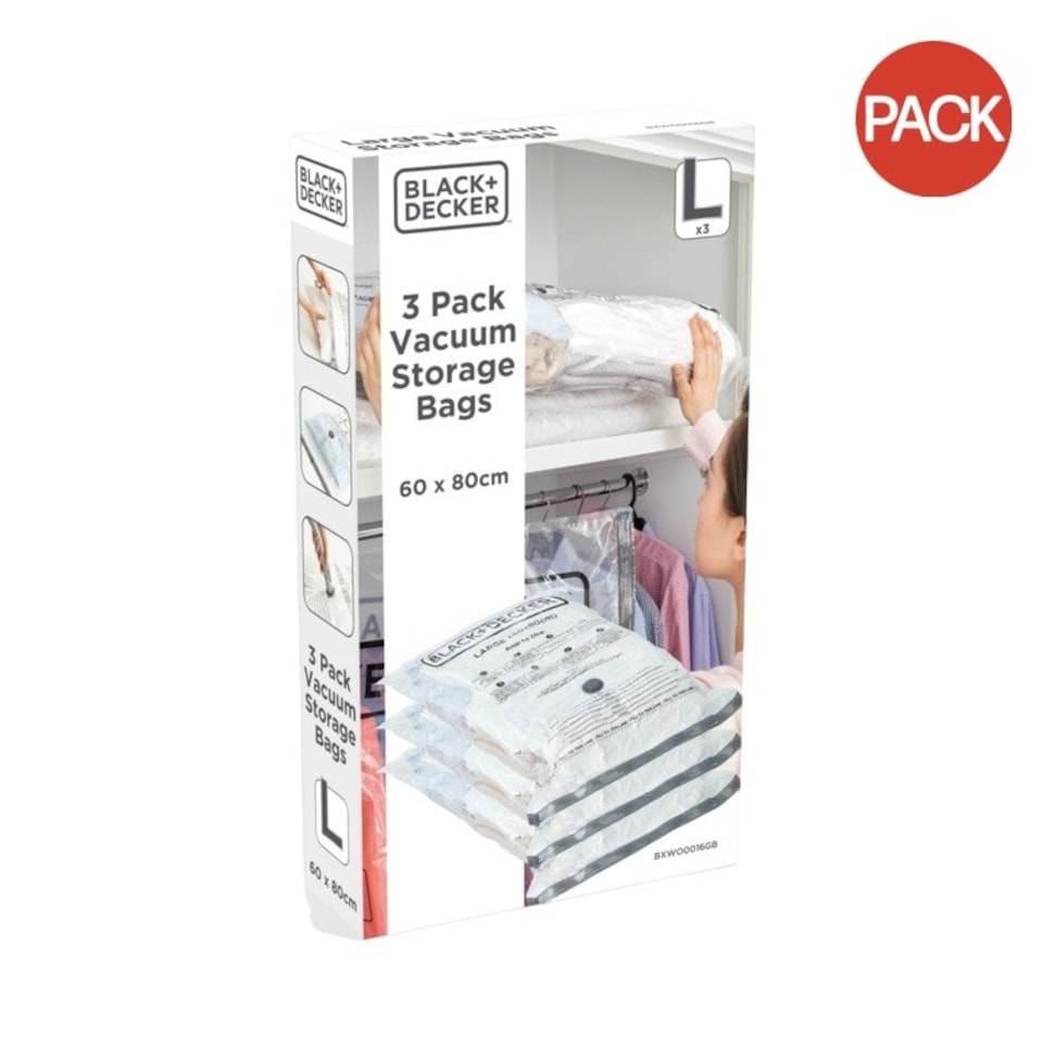 image 1 of Black & Decker Vacuum Storage Bag (Pack of 3) - White - L