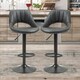 image 4 of 2PC Height Adjustable 360 PU Leather Swivel Barstools Set Black | Black