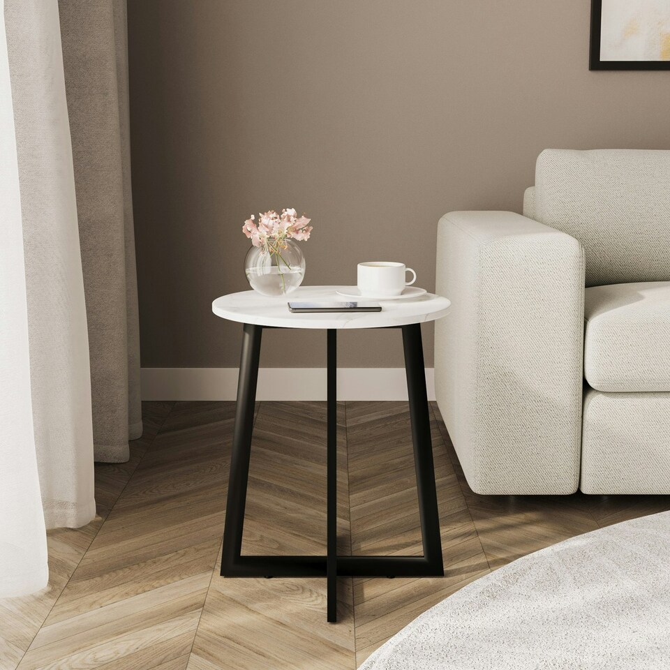 image 1 of Accent Side Table with Steel Frame Brown | Unit Colour: Walnut