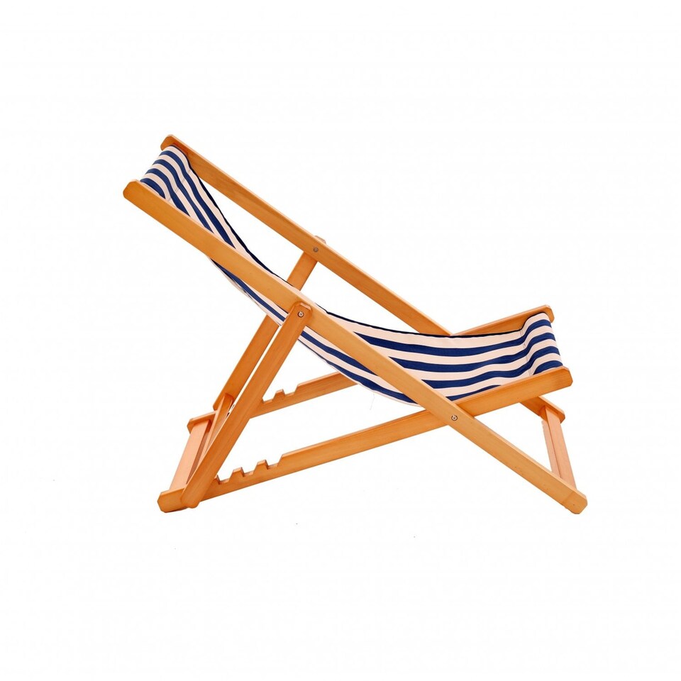 image 1 of Traditional Folding Hardwood Garden Beach Deck Chairs Deckchairs | Blue