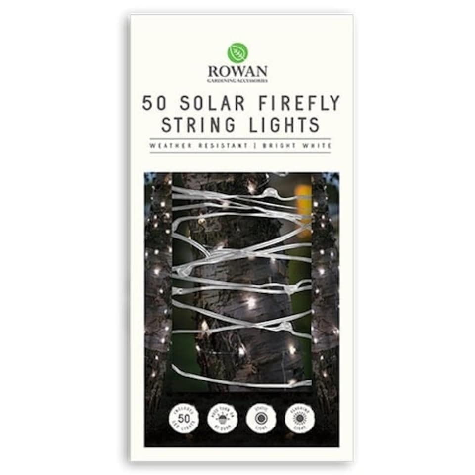 Bright White Solar Firefly String Lights 4.9m