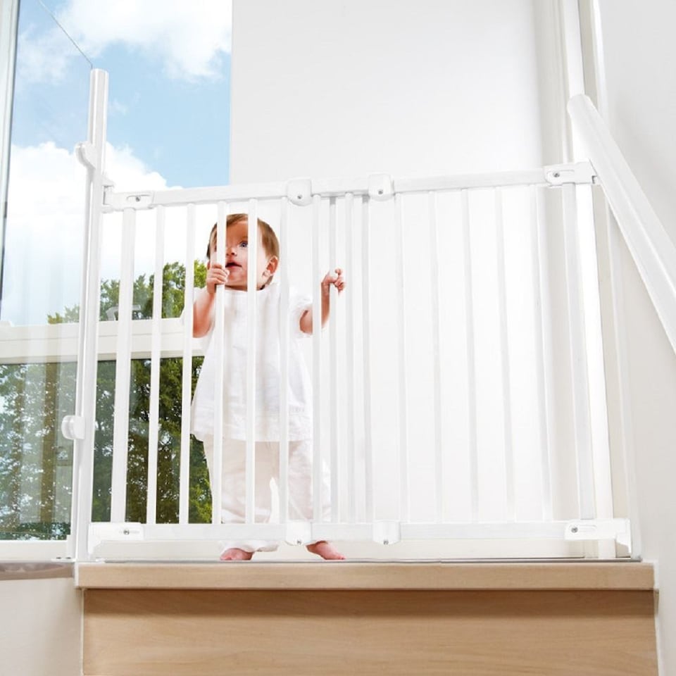 image 1 of Safetots Solution for Up and Down Staircases, White, Multi Panels, up to 226cm, and, Screw Fit Gate, 67cm - 105.5cm