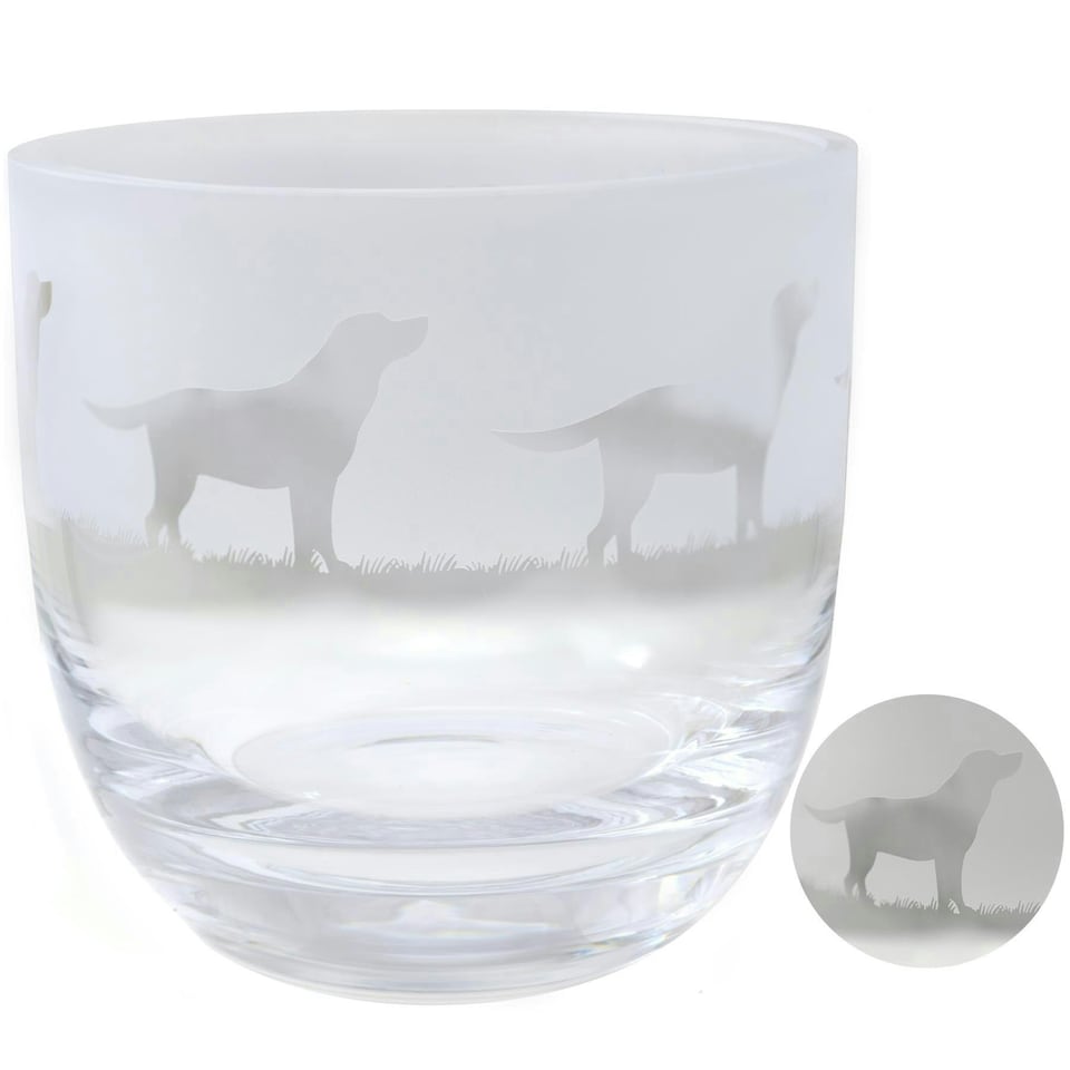Animo Glass Candle Holder Engraved Pot Labrador