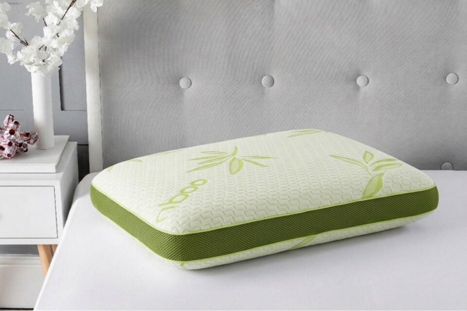 image 1 of Bamboo Orthopaedic Memory Foam Pillow with Air Mesh Sides Neck Support | Cream