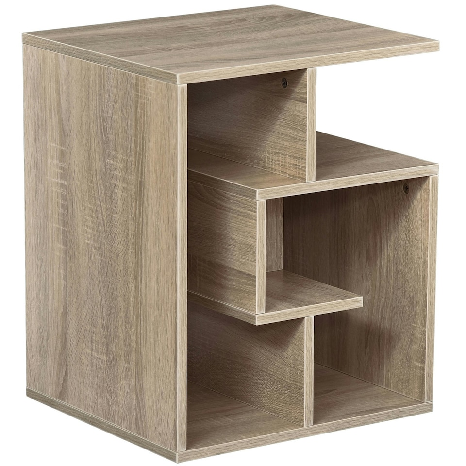 image 1 of HOMCOM 3-Tier Side End Table Open Shelves Storage Magazine Desk Yellow