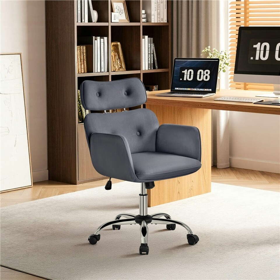 image 1 of Yaheetech Ergonomic Home Office Chair with Headrest Dark Gray | Grey | Dark Grey