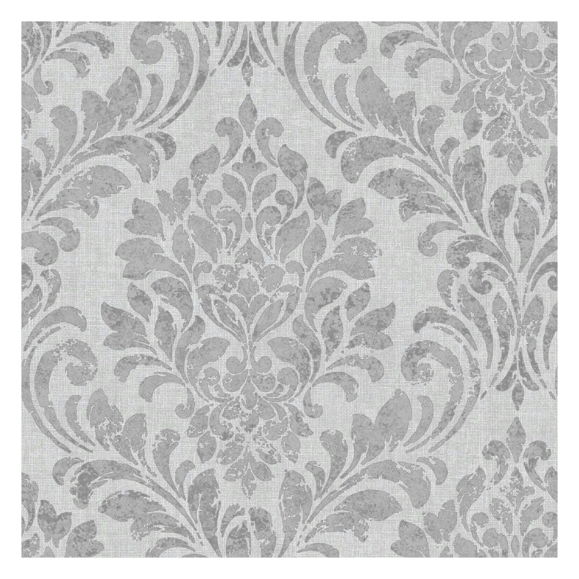 Muriva Eleanor Damask Wallpaper - Grey - 10m x 53cm Grey