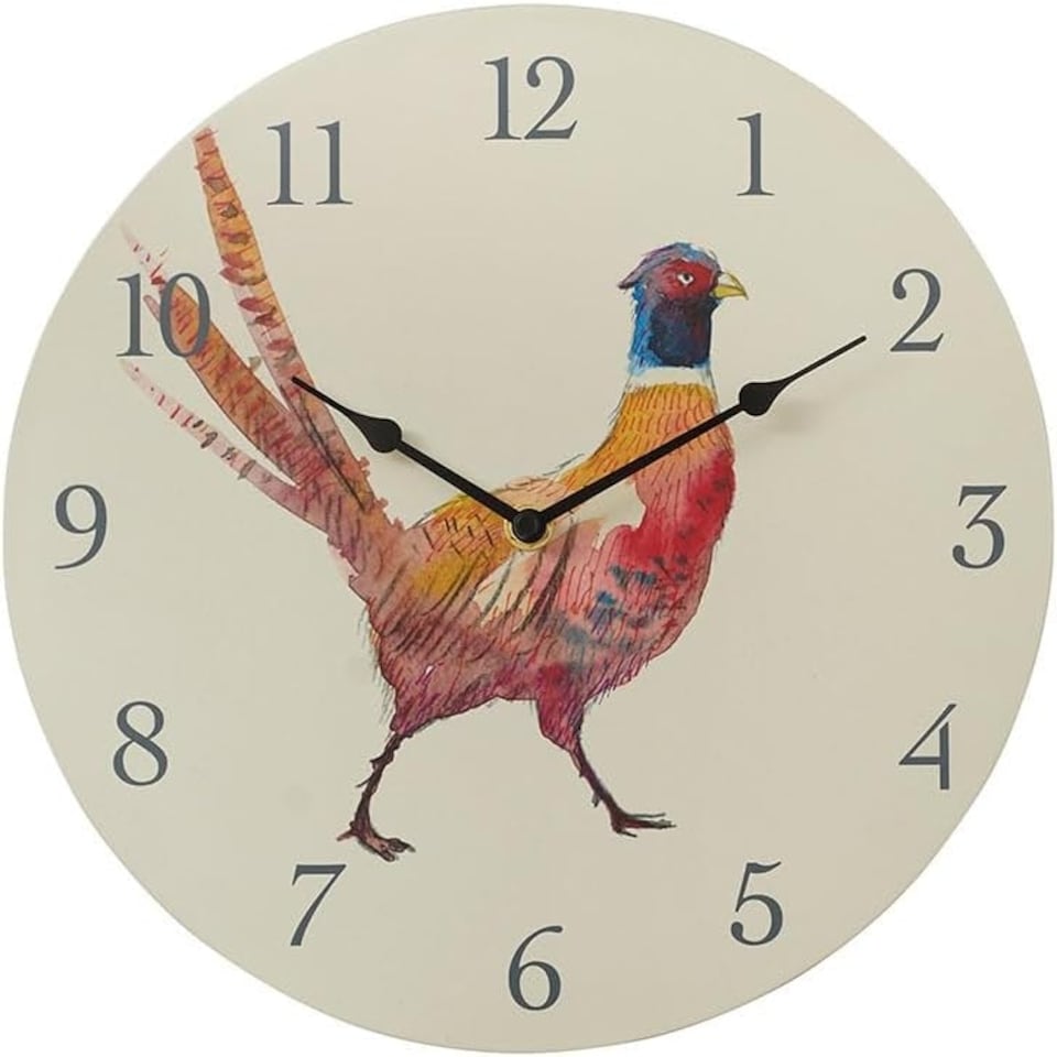 image 1 of Marco Paul 30cm Hand Painted Pheasant Clock Multi