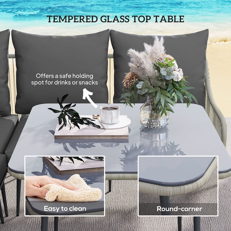 image 1 of Outsunny 6 Piece Garden Furniture Set Garden Sofa with Cushions, Light Grey
